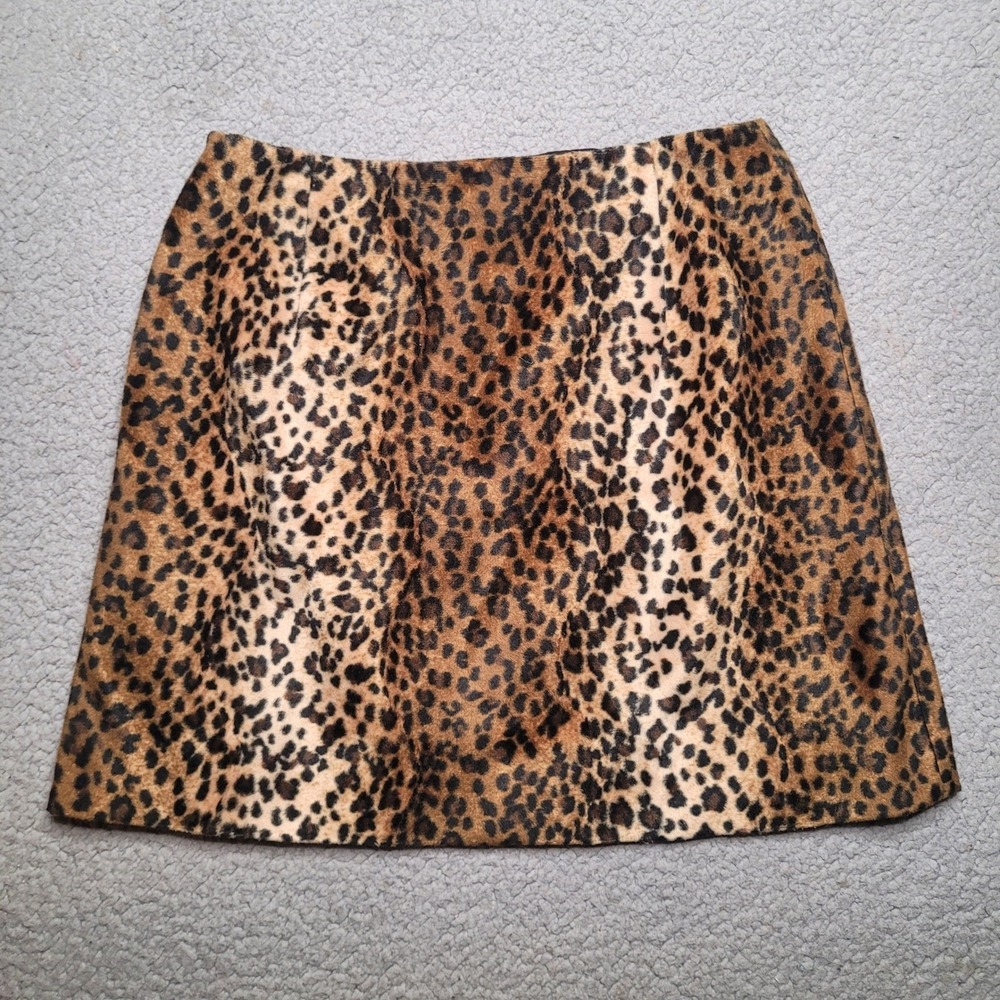 Hugo Buscati Skirt 6 Brown Leopard Print Faux Fur Mini Animal Print 90s Y2K